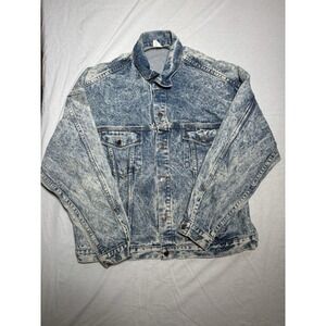 Vintage 80s Ford Motorcraft Racing Denim Jacket XL Acid Wash Distressed USA Made